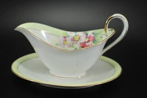 Nippon GRAU oder SAUCE BOOT mit Teller handbemalt floral Porzellan antik - Bild 1 von 20