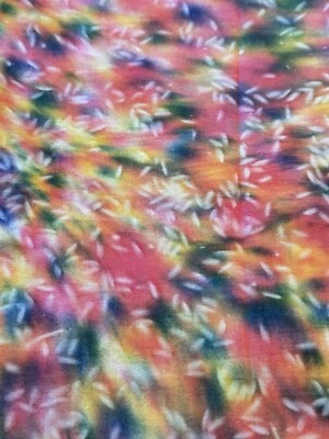 Multicolor Tye Dye Cotton Fabric With White Design 45"x55" Remnant - Image 1 of 2