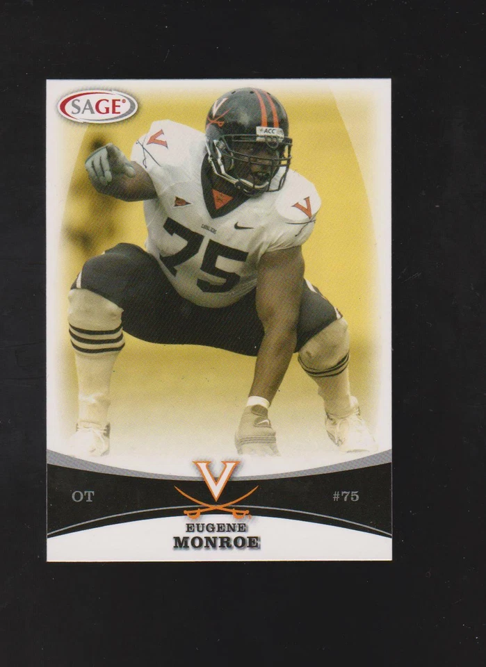 2009 SAGE #35 Eugene Monroe rookie card, Virginia Cavaliers legend - Image 1 of 1