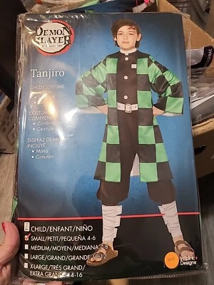 Demon Slayer Tanjiro Child Halloween Costume SMALL 4-6 Anime #3011 - Image 1 of 2