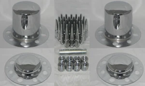 SPIKE ALCOA DUALLY WHEEL RIM CHROME 9/16"-18 LUG NUT WASHER AND CENTER CAP SET  - Picture 1 of 11