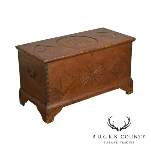 Antique 1701 Monogrammed Carved Dutch Blanket Chest Cover