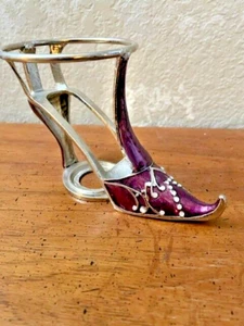 Ladies Maroon High Heel Pump Enamel On Metal Tea Light Holder, Free Shipping - Picture 1 of 7
