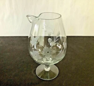 Vintage Gene Scala Hand Etched Glass Footed Wine Decanter/Pitcher ~Artist Signed - Picture 1 of 6