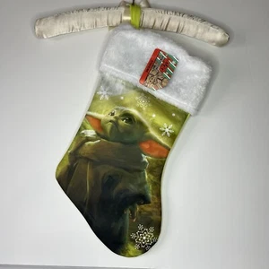 NWT Ruz Mandalorian Grogu The Child Faux Fur Trimmed Christmas Stocking Star War - Picture 1 of 7