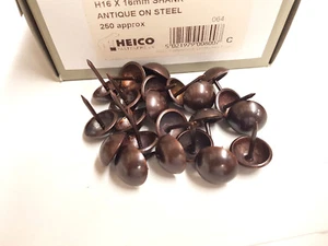 250 antike auf Stahl 16mm Polsternägel große Heftklammern Heico Möbelnieten - Bild 1 von 4