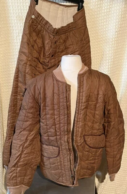 Rare Vintage 60s Ice Wear Dacron Quilted Zip Up Nylon Jacket Pant Set Sz Medium - Image 1 of 4