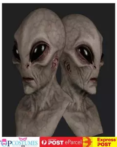 UFO Adult Overhead Halloween Mask Alien Full Head Scary Cosplay Costume - Picture 1 of 3