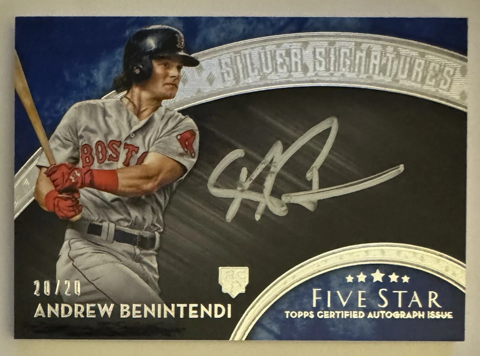 Andrew Benintendi 2017 Topps 五星银签名蓝色/20 新秀 RC — 第 1/2 张图片