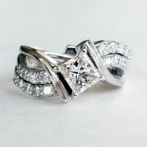 Fashion 925 Silver Wedding Ring Women Jewelry Simulate White Sapphire Rings 6-10 - Picture 1 of 6