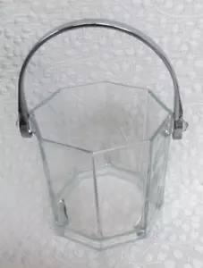 Vintage Luminarc French Glass Ice Bucket with Chrome Handle - NWOT - Picture 1 of 7