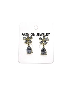 Pendientes de noche de fiesta con forma de lazo de flores de cristal azul marino para dama - Imagen 1 de 2