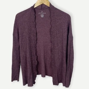 American Eagle Soft Sexy Plush Cardigan Mauve Womens Size XS Waffle Knit Open - Picture 1 of 7