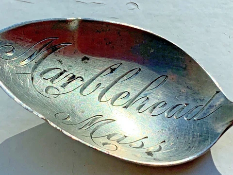 antique Sterling Silver baby SPOON art nouveau vtg old deco craft Marblehead MA Cover