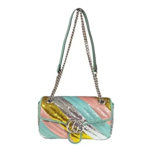 GUCCI Shoulder Bag Cross Body 443497 Sequin GG Marmont used - Picture 1 of 6