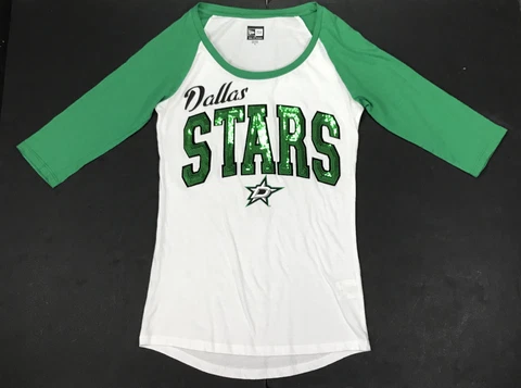Dallas Stars New Era by 5th & Ocean 3/4 Sleeve Sheer Top Bling Shirt Size XS Cover