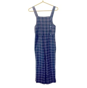 Zara Kids Jumpsuit, Check Tartan Pinafore Style Navy One Piece, Size 13/14 - Picture 1 of 2