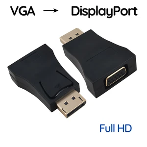 Conector VGA a conector DisplayPort adaptador negro Full HD 1080p dorado - Imagen 1 de 3