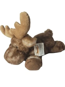 PUZZLED Inc Plüsch liegender brauner Elch Stofftier weiches Fell kuschelbar 9,5 Zoll Neu mit Etikett - Bild 1 von 3