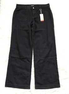 NEW Flamingals Women's Black High Waist Wide Leg 100% Cotton Jeans Size L - Picture 1 of 12