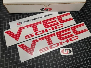 VTEC SOHC Decals 12" Fat Blinds (2pk) Vinyl Stickers fits Honda Civic Si R RSX - Picture 1 of 11