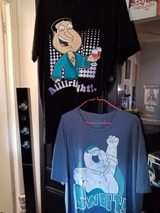 Family Guy T-Shirts x2...Quagmire-pre-owned L/Peter-new with tags XL - Picture 1 of 11