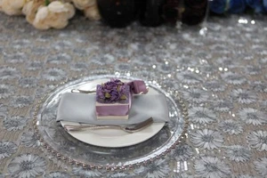 8x Glass Beaded Charger Plates Gold Wedding & Events - Picture 1 of 3