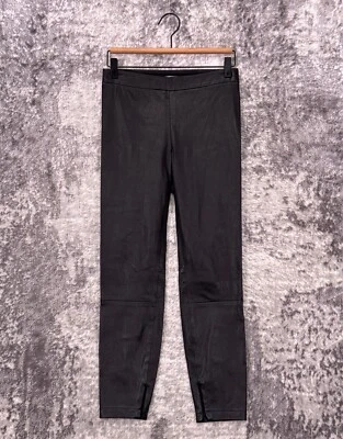 Leggings de cuero Vince pequeños para mujer negros con cremallera al tobillo de cuero de cordero Foto 1 de 4