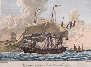 Discovery Of The Navy by Rossel Vidal Barque Genoise Le Vent Au Plus Pres Framed - Picture 1 of 9