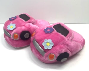 Vintage Kid Unisex Sz Small Plush Volkswagen Flower Bug Beetle Car Slippers Pink - Picture 1 of 5