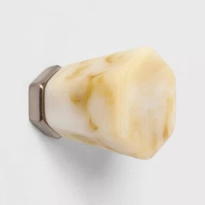 Cabinet pull knobs hexagon faux ivory resin home decor drawer cupboard knob 2pk - Picture 1 of 2