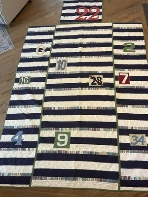 Pottery Barn Kids Twin Striped Quilt Comforter & Sham reversible Striped Numbers - Image 1 of 4