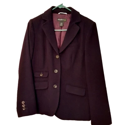 Eddie Bauer navy blue wool Blazer jacket 10 m quiet luxury classic dark academia - Image 1 of 4