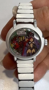 Vintage Wonder Woman Mechanical Wristwatch White Metal Band MANUAL WIND 1986 - Picture 1 of 6