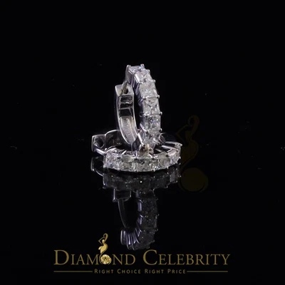 2.00ct Moissanite Princess White 925 Sterling Silver Women's Hoop Earrings - Image 1 of 4