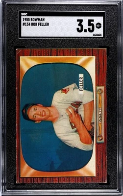 1955 Bowman BOB FELLER Cleveland Indians #134 SGC 3.5 VG+ Condition - Image 1 of 2