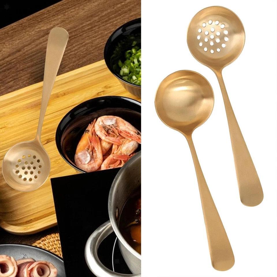 Stoviglie con cucchiaio in ottone Utensili da cucina riutilizzabili per - Immagine 1 di 1