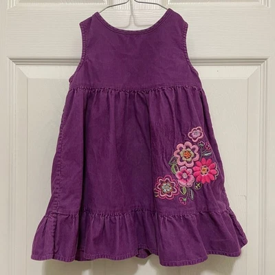 Vestido de Colección OshKosh Pana Jersey Púrpura Bordado Volantes Dobladillo 2T Años 90 Y2K Foto 1 de 4
