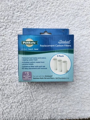3 pk PetSafe Drinkwell 360 Carbon Replacement Filters PAC00-13712 Water Fountain - Image 1 of 4