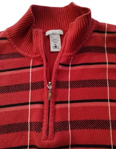 Izod Golf Pullover Sweater Quarter Zip Baumwolle rot und schwarz Damen Extra Large - Bild 1 von 8