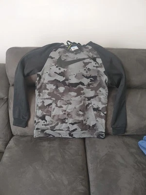 Nike Men's Therma Black/Smoke Grey Camo Pullover Training Hoodie (CU6241-010) M - Image 1 of 4