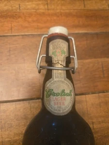 Vintage Brown Grolsch Beer Bottle Ceramic Flip Swing Top Amber Collectible Glass - Picture 1 of 9