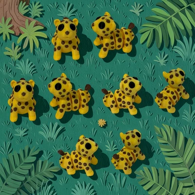 2-Mini Juguete de Leopardo Impreso en 3D | 1” Figura de Animal Articulado Selva Safari Regalo Foto 1 de 4