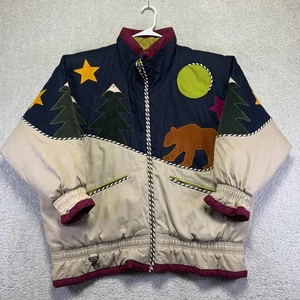 Vintage Gallery Damen Jacke 2X Winter Ski Puffer Patchwork Wildleder gesteppt gefüttert - Bild 1 von 15