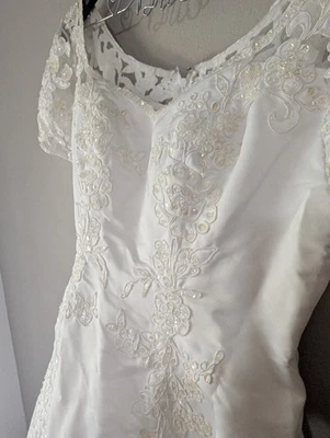 PC Mary's Clásico Blanco Vestido de Novia Línea A Lentejuelas Vestido de Novia Talla 12 Foto 1 de 4