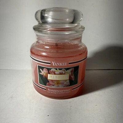 YANKEE CANDLE Plumeria 14,5 OZ vela quemada una vez Foto 1 de 4