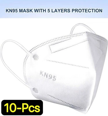 10 Piezas KN95 Máscara Facial Cubierta Protección Respirador Blanco Máscaras Protectoras 5 Capas Foto 1 de 4