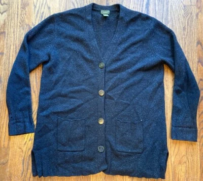 Cárdigan suéter LL Bean para mujer talla mediana lana de cordero seda mohair negro Foto 1 de 4
