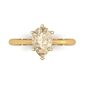 1.5Ct Pear Cut Natural Morganite Solitaire Engagement Ring, 14K Yellow Gold - Picture 1 of 11