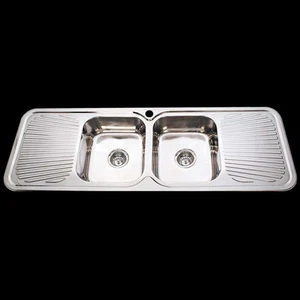 Drop In Topmount Stainless Steel Double Bowl Drainer Kitchen Sink 1500x500 - Picture 1 of 3